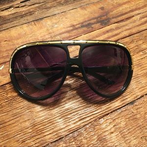 Marc Jacobs Black and Gold Aviator Sunglasses